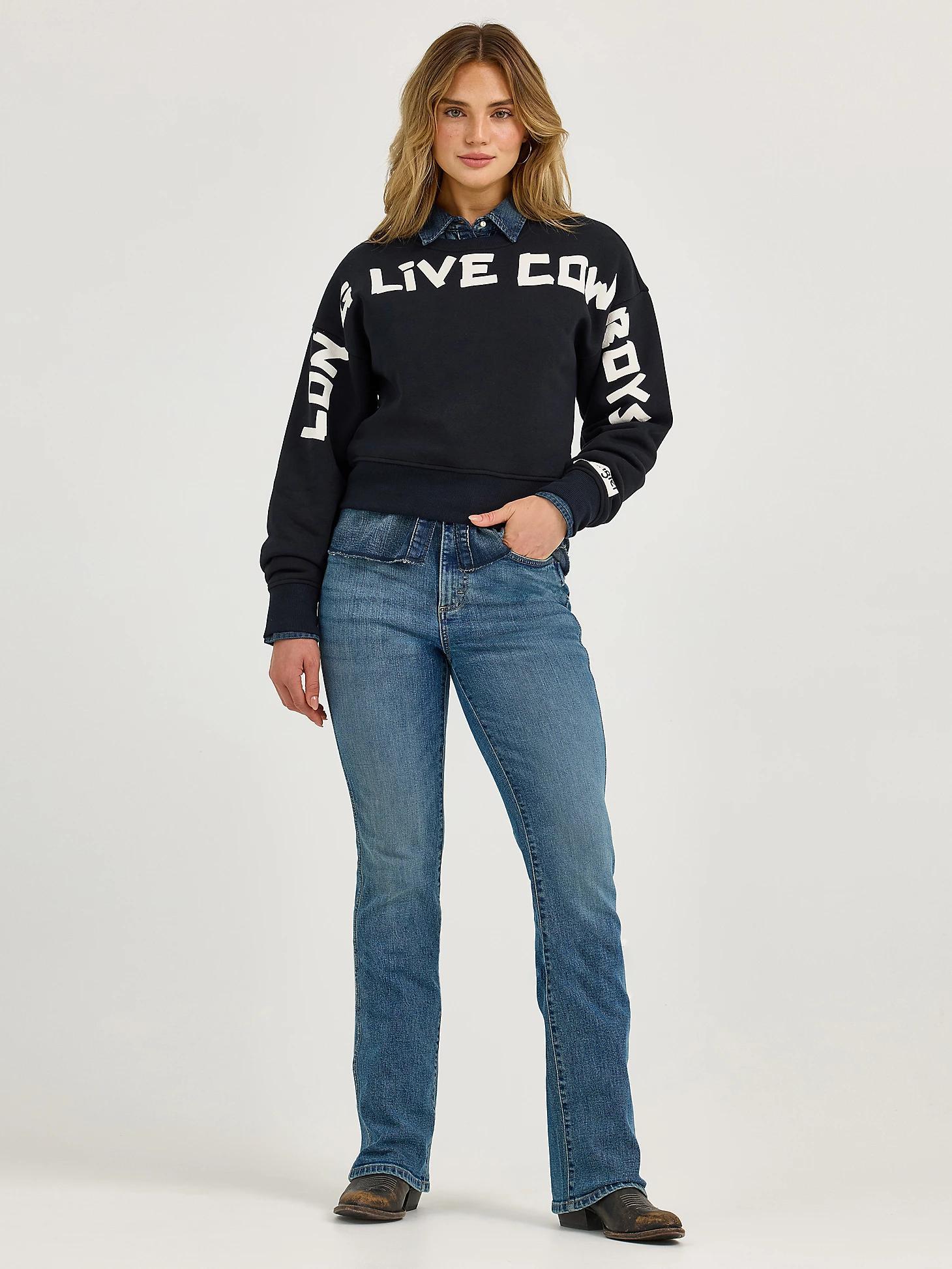 Women's Long Live Cowboys Crew Sweatshirt in Onyx Product Image