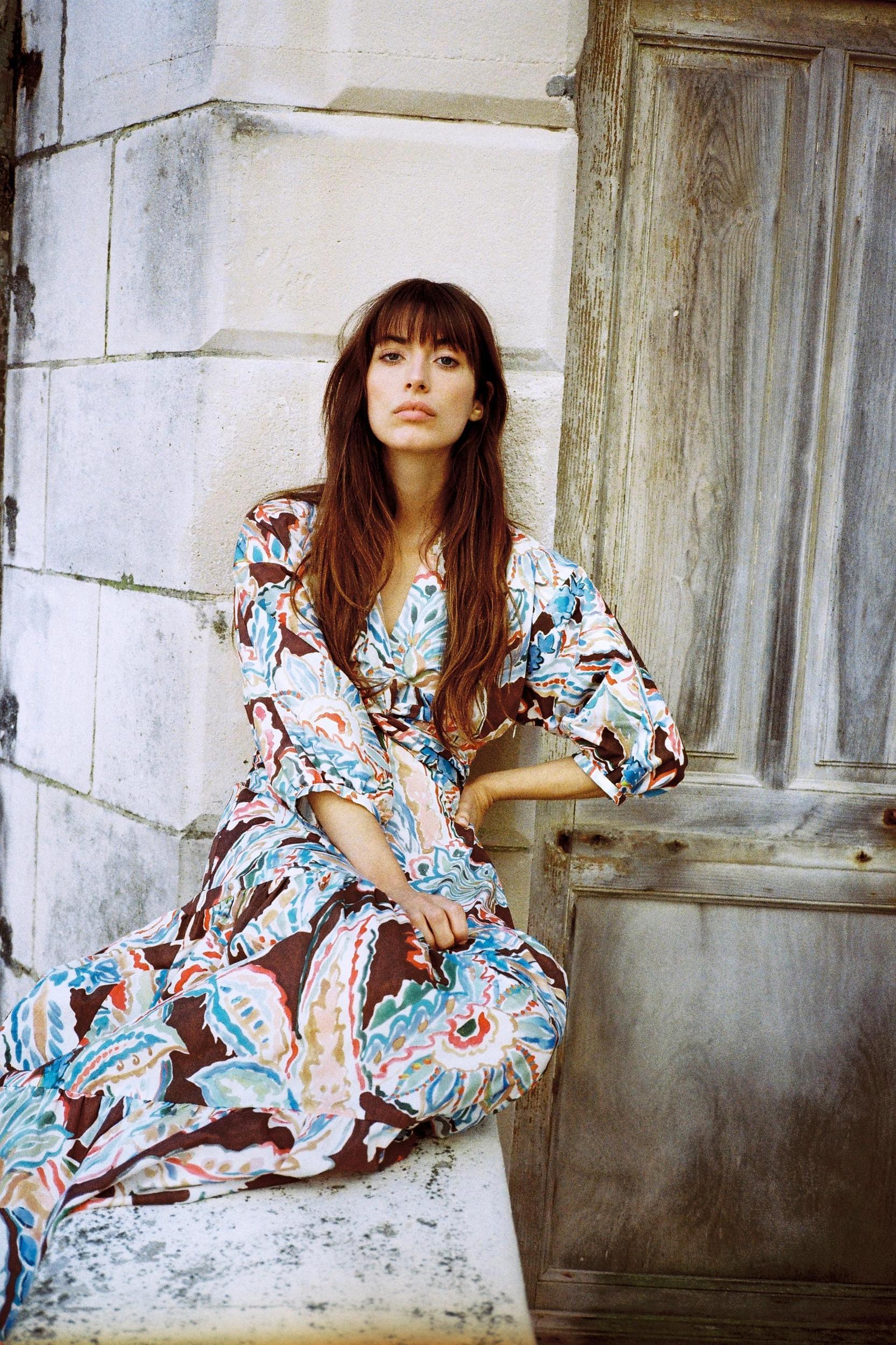PRINTED POPLIN TIE DRESS Product Image