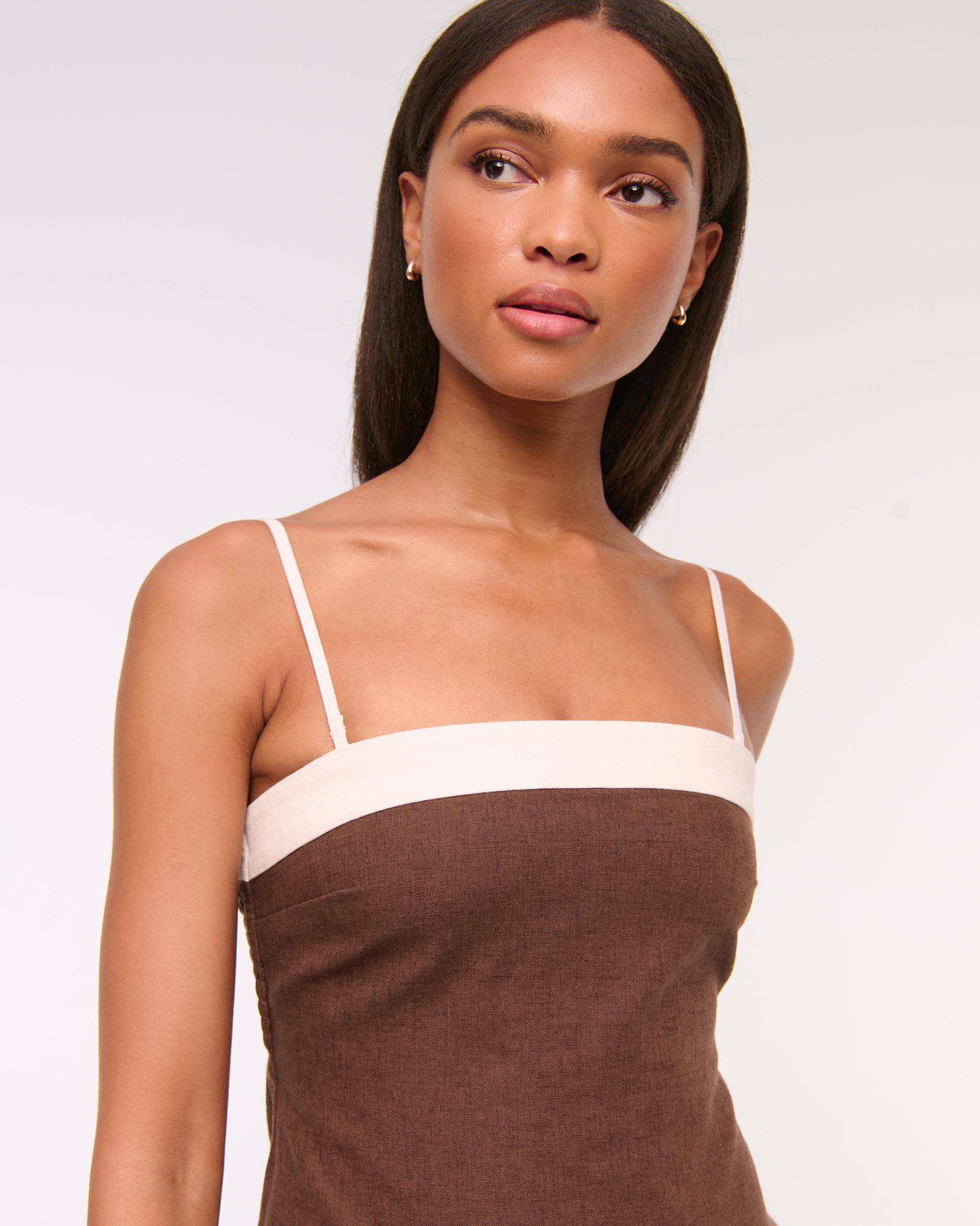 The A&F Scarlett Strapless Linen-Blend Skort Product Image