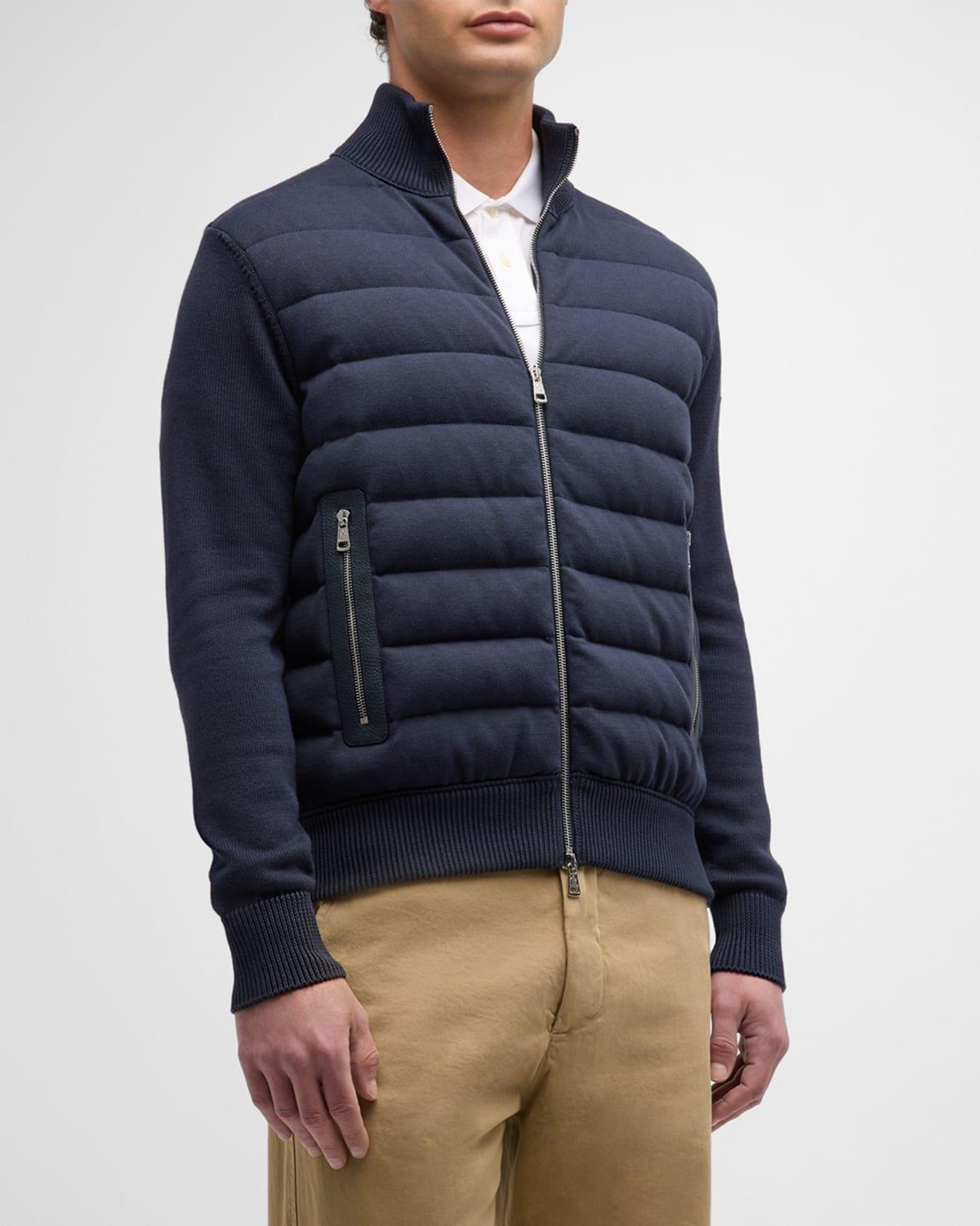 Moncler Cotton Quilted Zip Cardigan Sweater Product Image