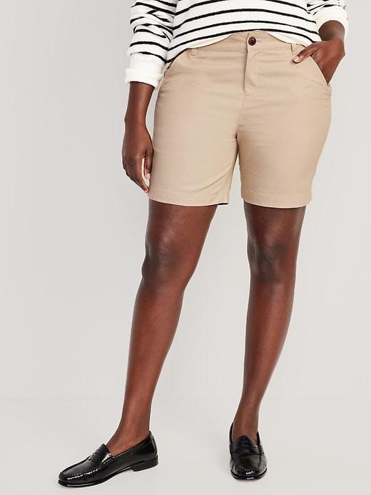 High-Waisted Uniform Bermuda Shorts -- 7-inch inseam Product Image