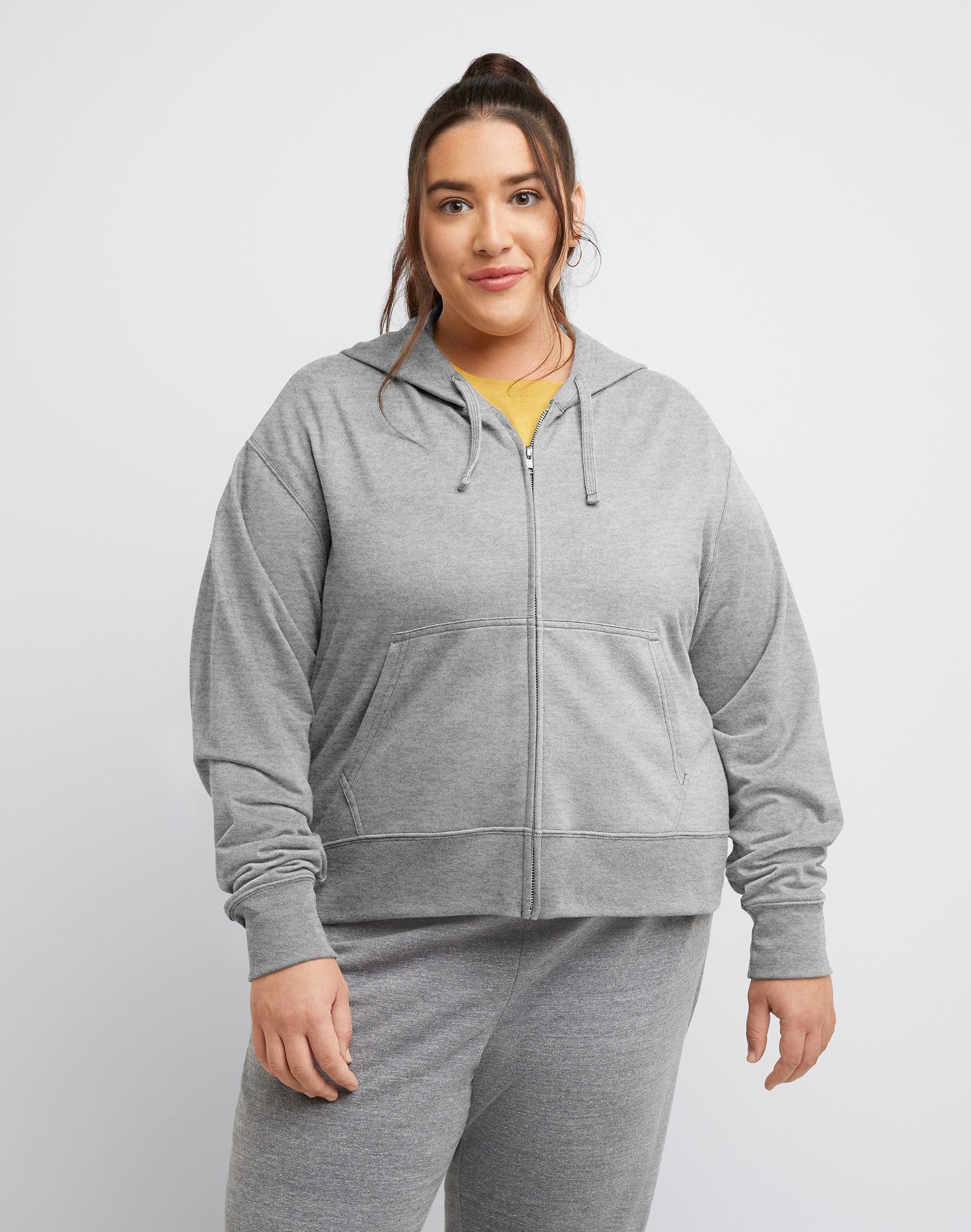 Hanes Originals Womens French Terry Hoodie (Plus Size) Black PE Heather 2X Product Image