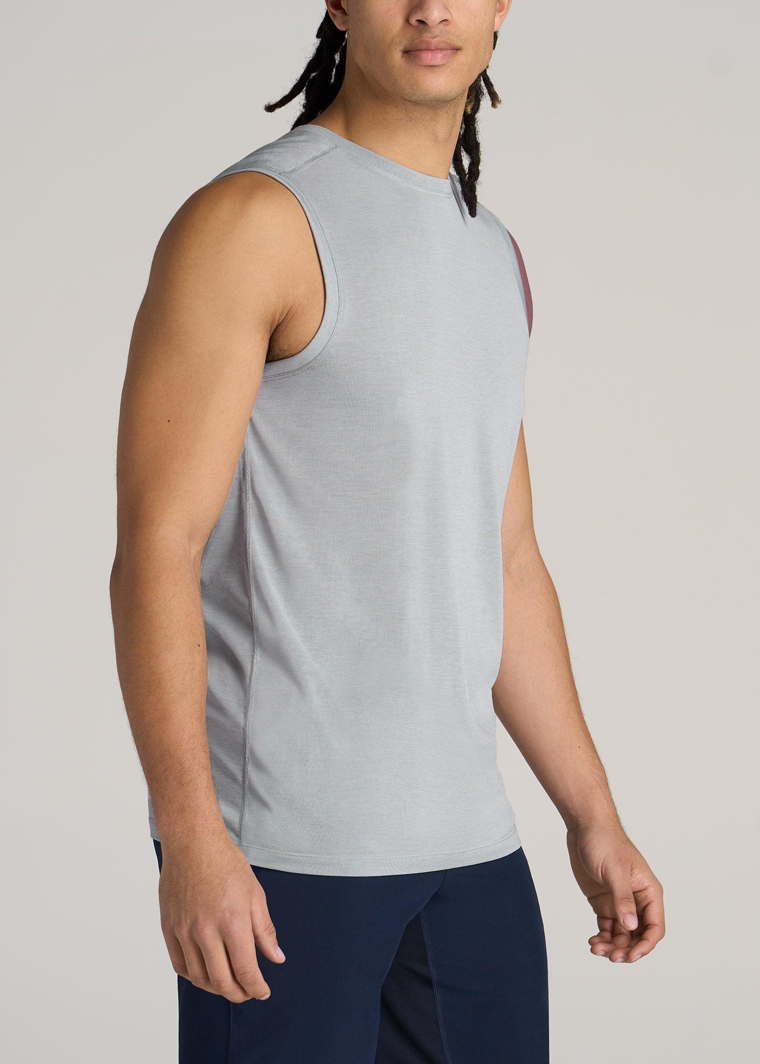 A.T. Performance MODERN-FIT Jersey Tank For Tall Men in Light Grey Mix Product Image