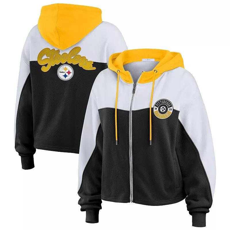 Women's WEAR by Erin Andrews College Navy/White Seattle Seahawks Color Block Full-Zip Hoodie, Size: Small, Team Product Image