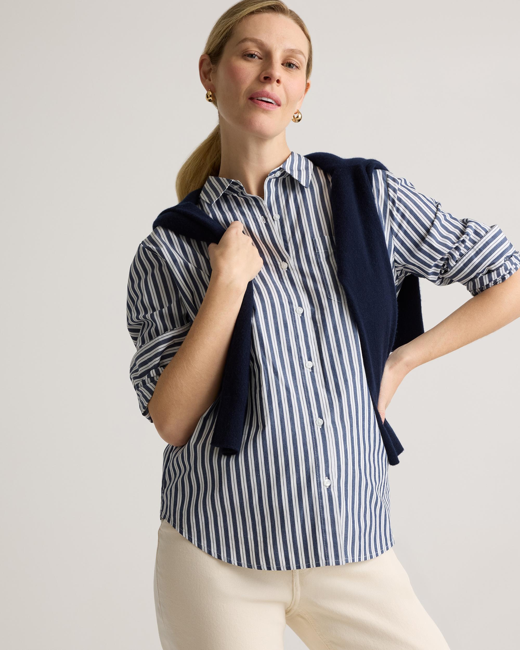 Quince | Women's Poplin Maternity Long Sleeve Shirt Size XS, Organic Cotton Product Image
