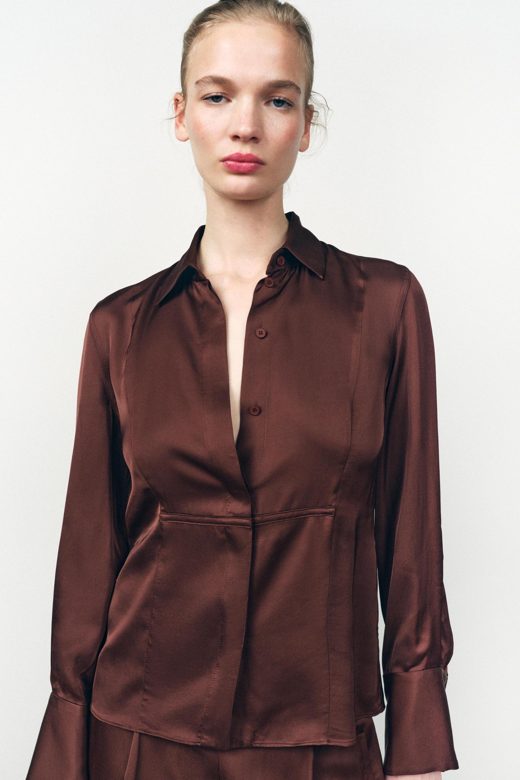 FLOWY SATIN SHIRT Product Image