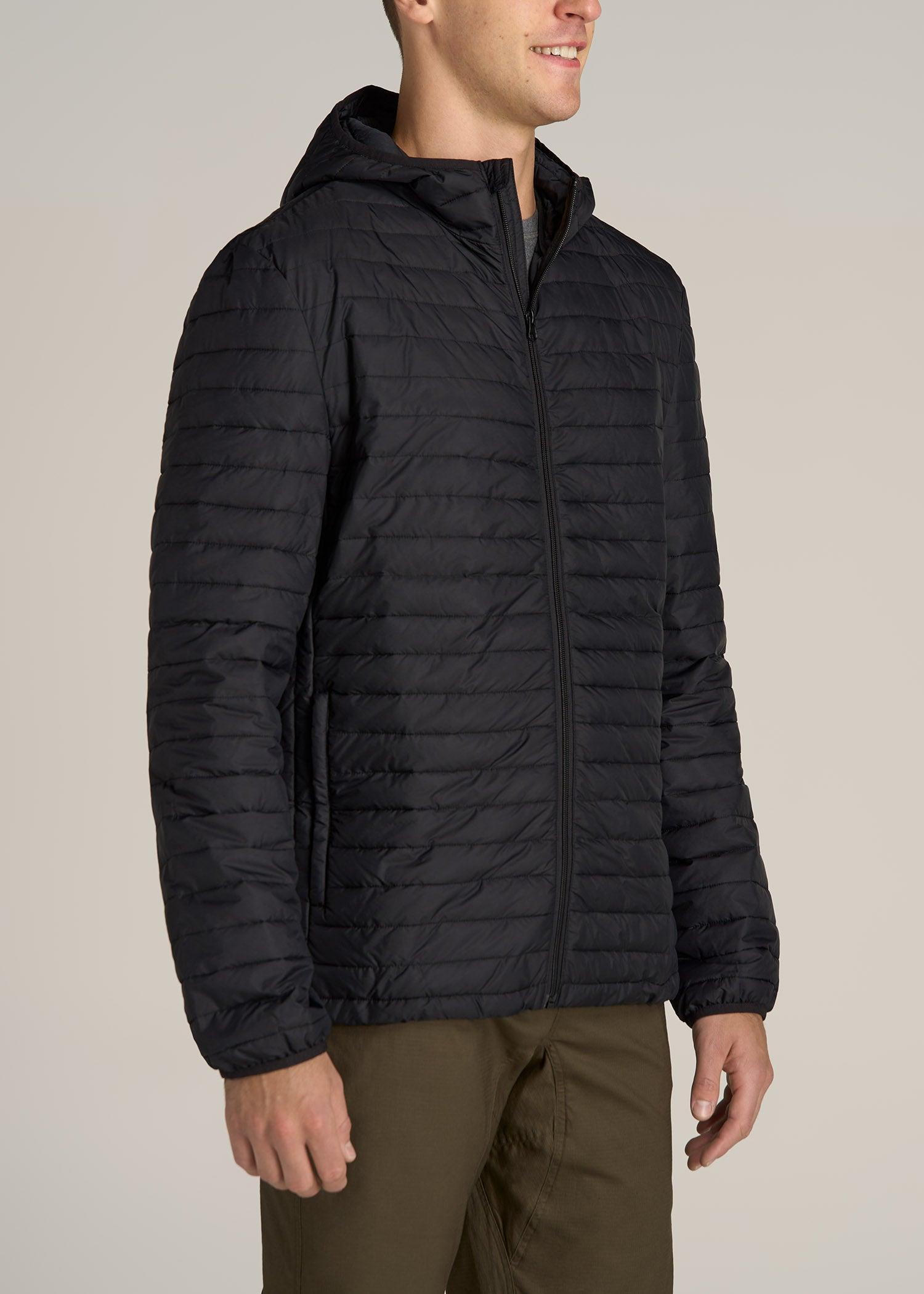 Tall Men's Packable Puffer Jacket in Black Product Image