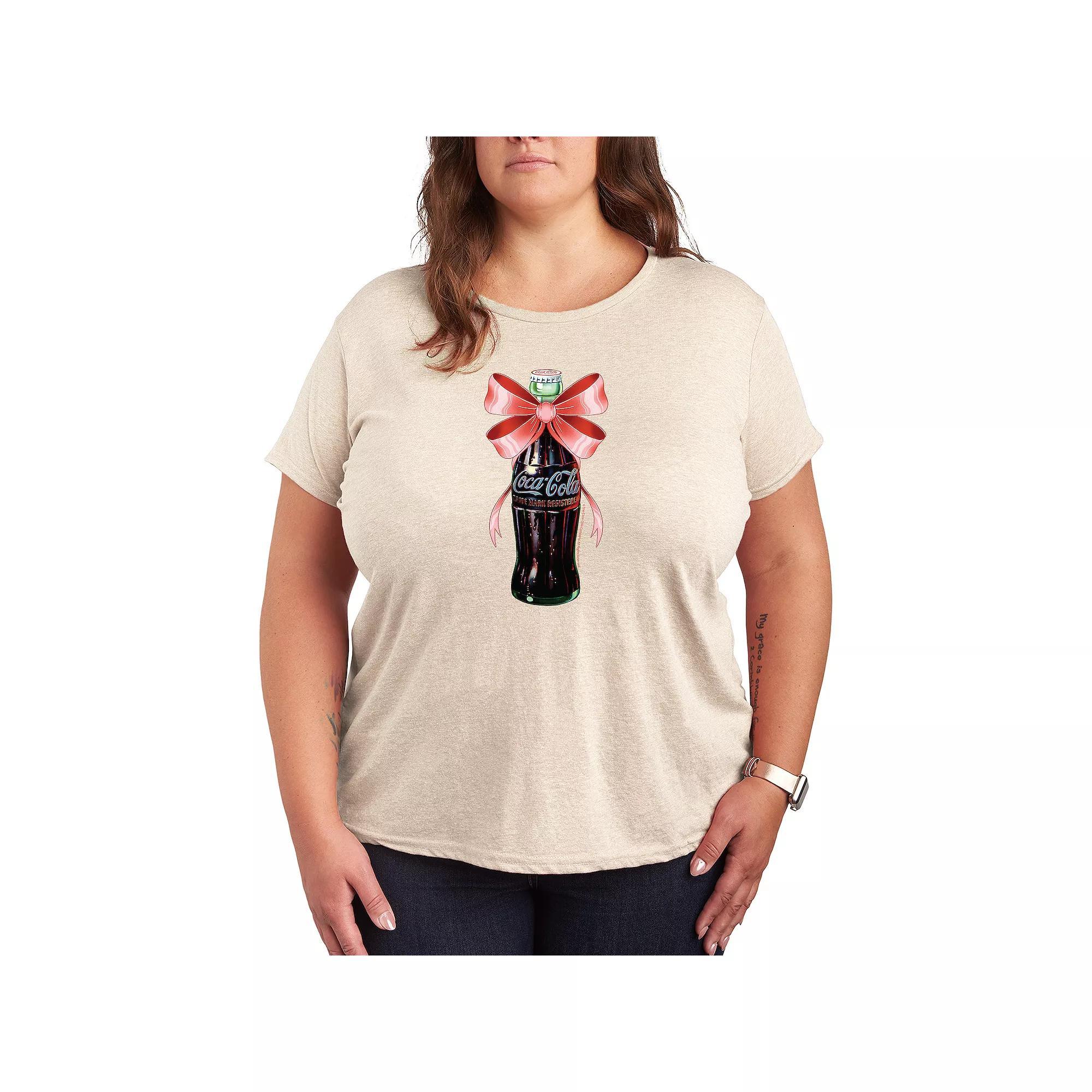 Plus Size Coca-Cola Bottle Bow Graphic Tee, Womens Product Image
