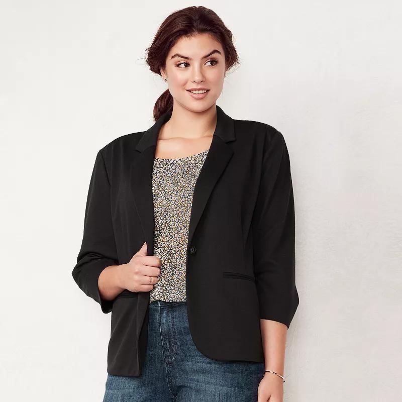 Plus Size LC Lauren Conrad Fitted Ponte Blazer, Women's, Size: 1XL, Black Product Image
