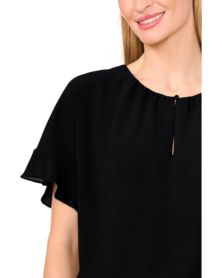Shoulder Smocking Ruffle Sleeve Tie Top Product Image