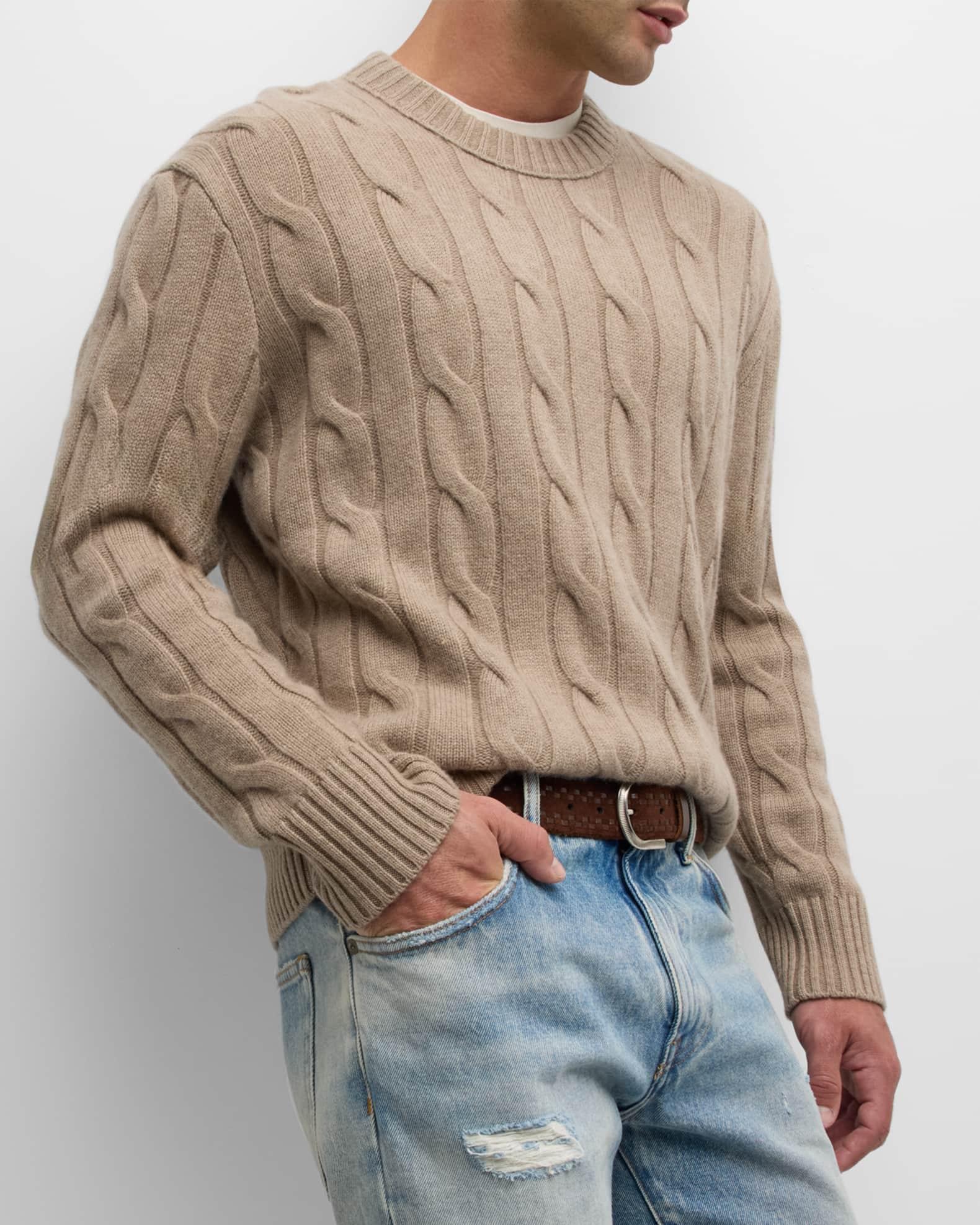 Men's Cashmere Cable-Knit Sweater Product Image