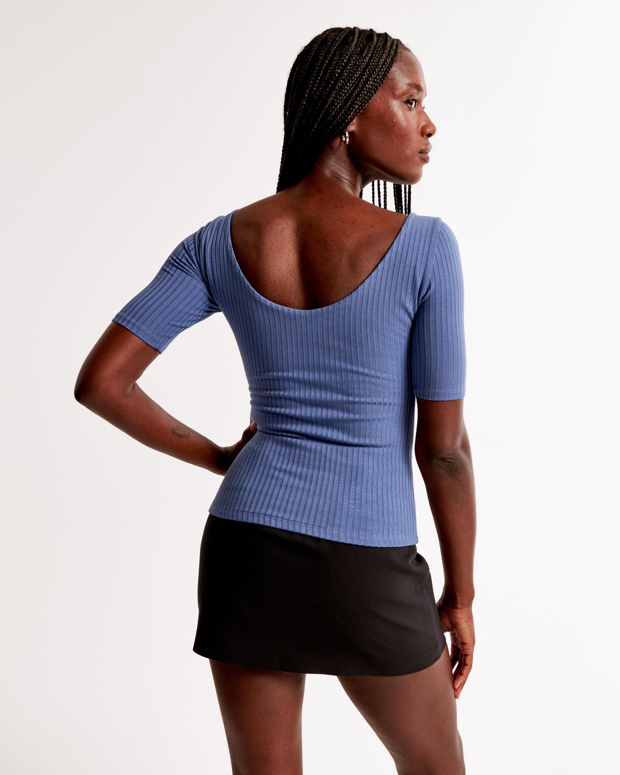 Half-Sleeve Wide Rib Boatneck Top Product Image