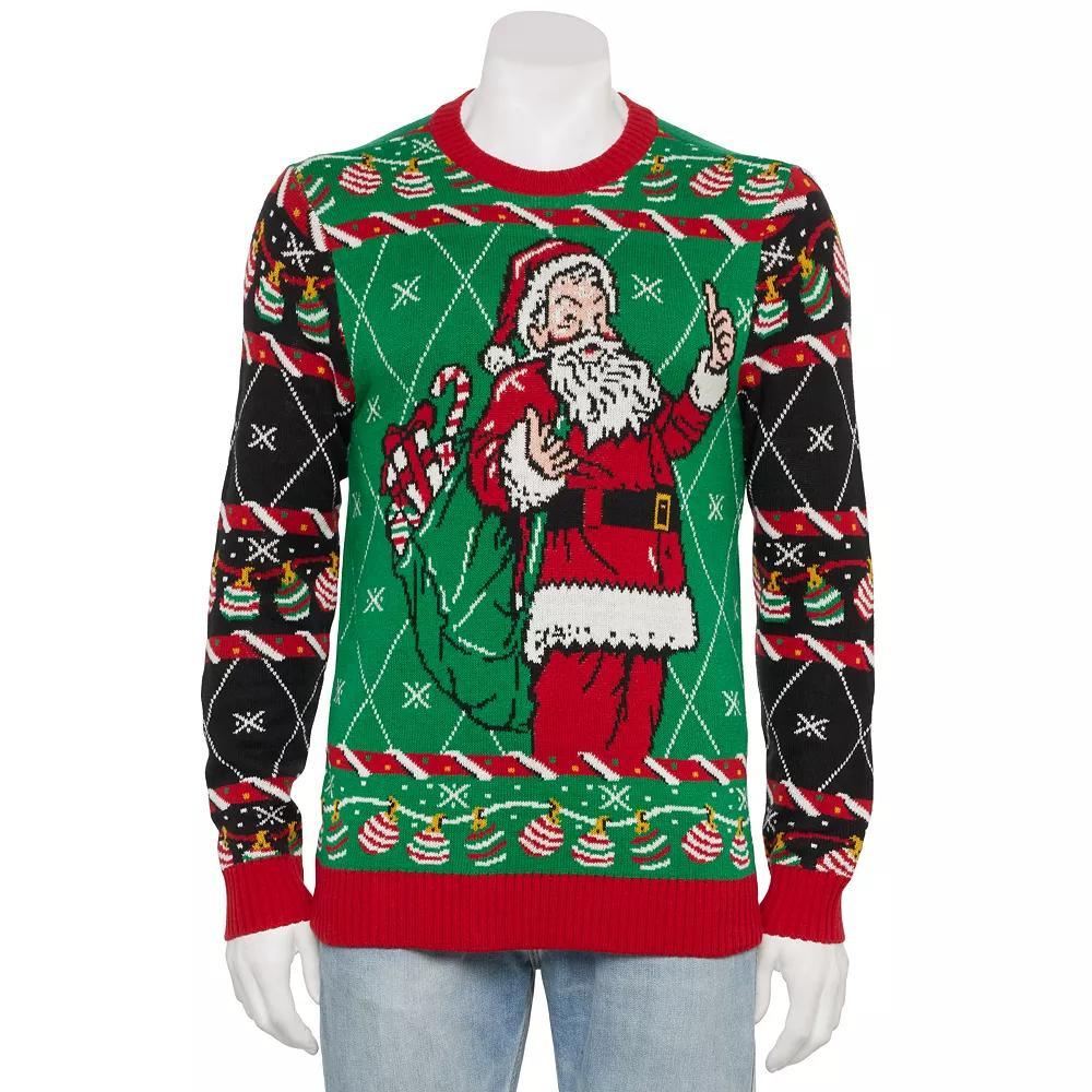 Men's Santa Claus & Decorations Holiday Sweater, Size: Small, Green Product Image