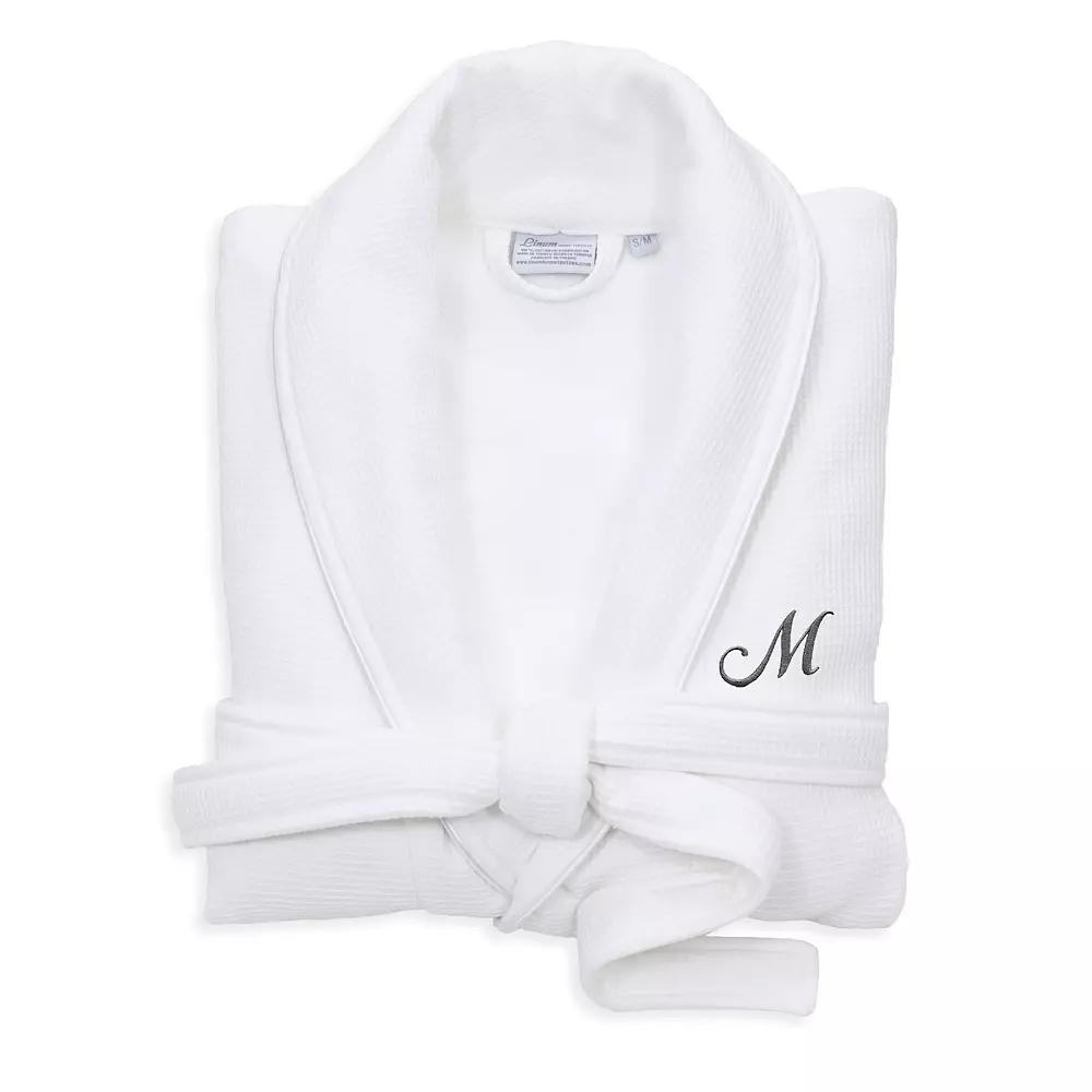 Linum Home Textiles Red Letter Unisex Personalized Turkish Cotton Waffle Terry Satin Piped Trim Bathrobe, Womens Product Image