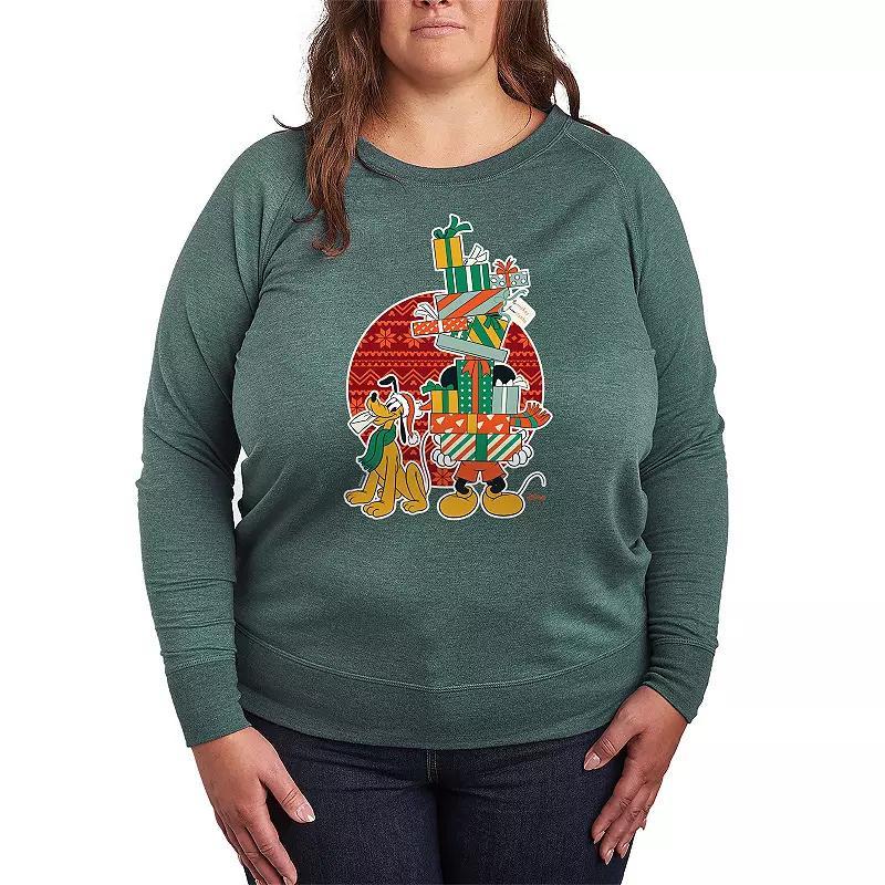 Disney's Mickey Mouse Plus Size Presents French Terry Long Sleeve Tee, Women's, Size: 2XL, Grey Heather Product Image
