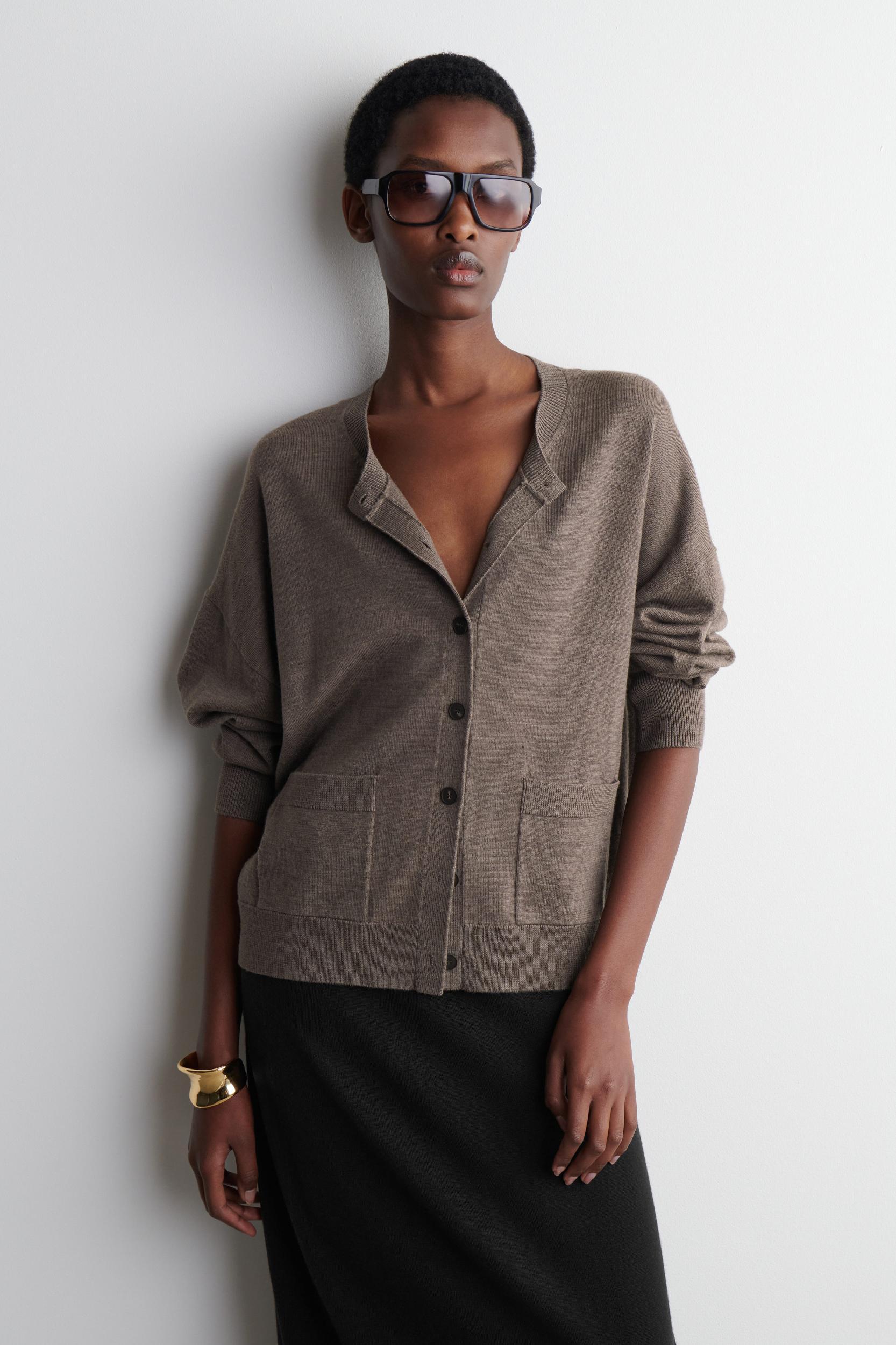 MERINO WOOL CREW-NECK CARDIGAN Product Image