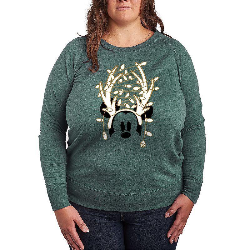 Plus Size Peanuts Snoopy Dancing French Terry Long Sleeve Tee, Womens Grey Dark Red Product Image