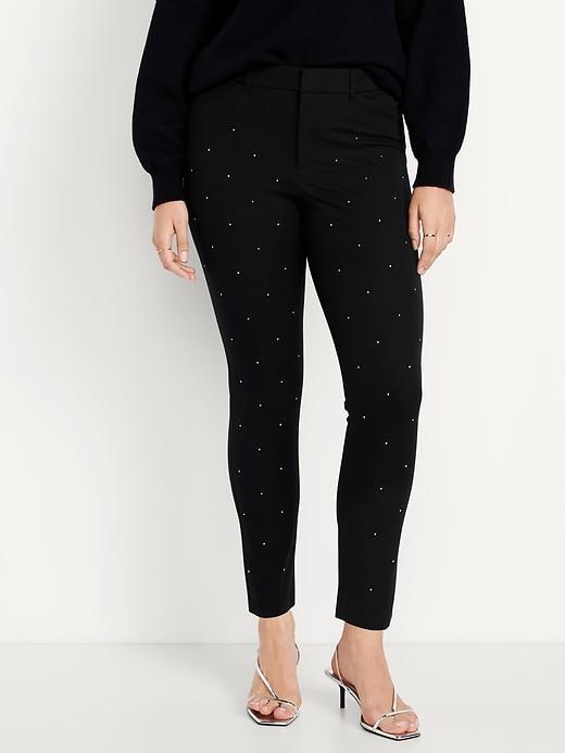 High-Waisted Pixie Skinny Embellished Ankle Pants Product Image