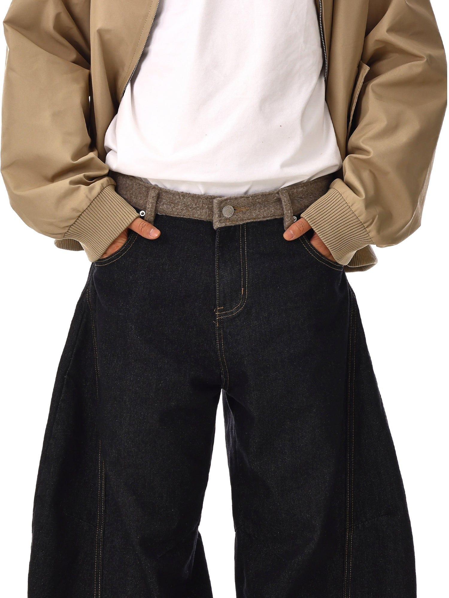 RT No. 12548 BLACK SCIMITAR BAGGY DENIM JEANS Product Image