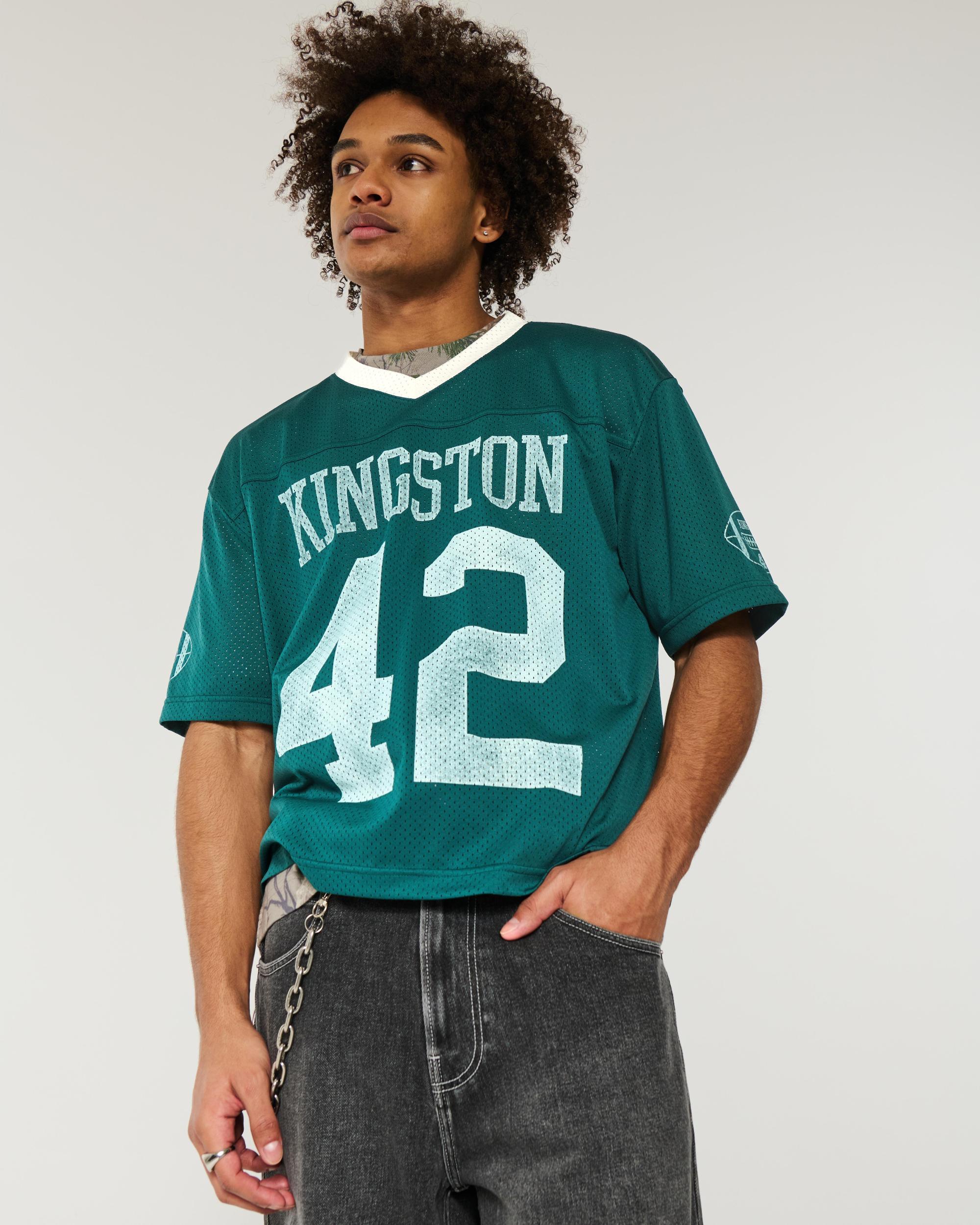 Boxy Crop Mesh Graphic Football Jersey Product Image