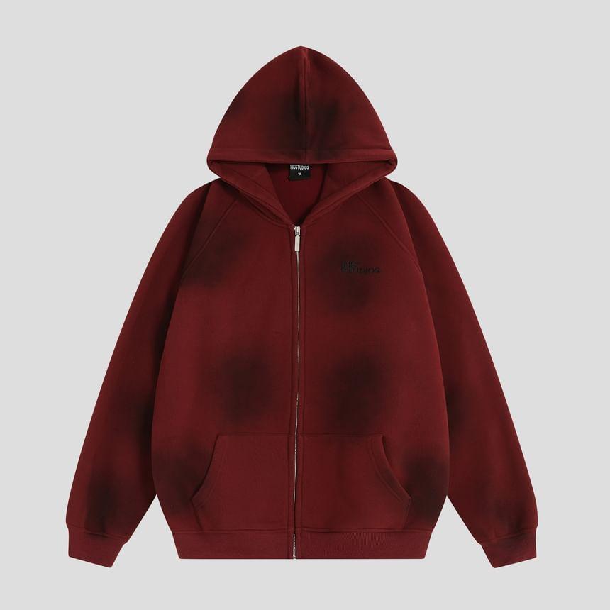 Lettering Hooded Zip-Up Jacket Product Image