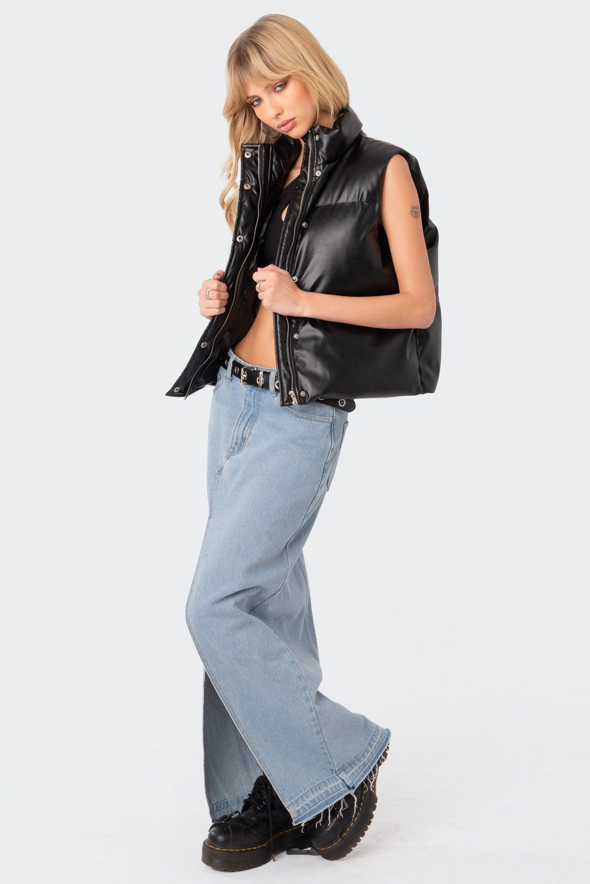 Kade Faux Leather Puffer Vest Product Image