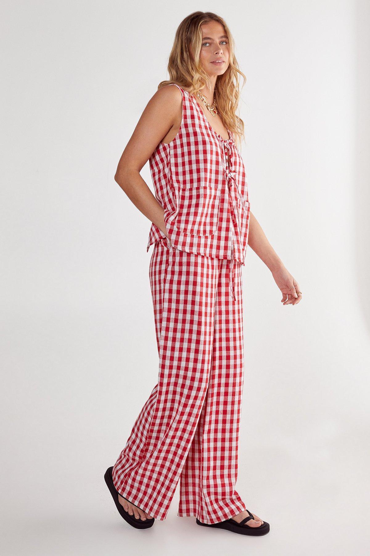 Gingham Tie Front Vest Product Image