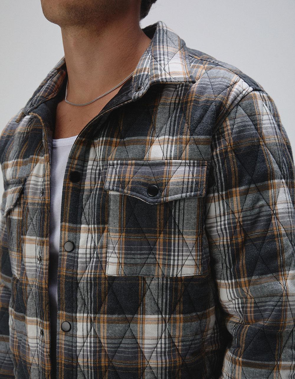RSQ Mens Quilted Plaid Jacket - GRAY Product Image