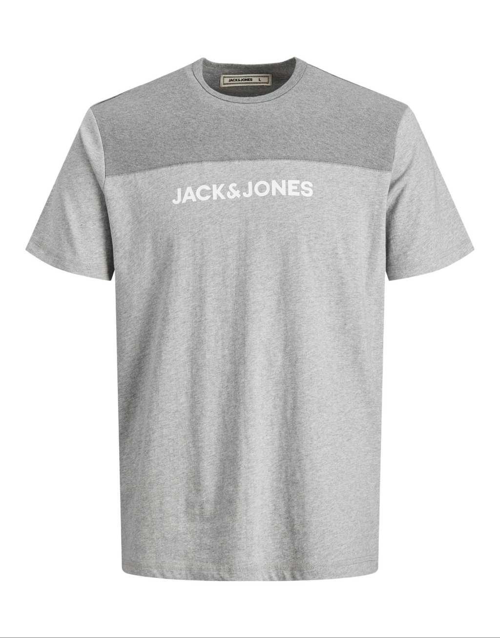 Jack & Jones lounge t-shirt & bottoms set with color block in light gray Product Image