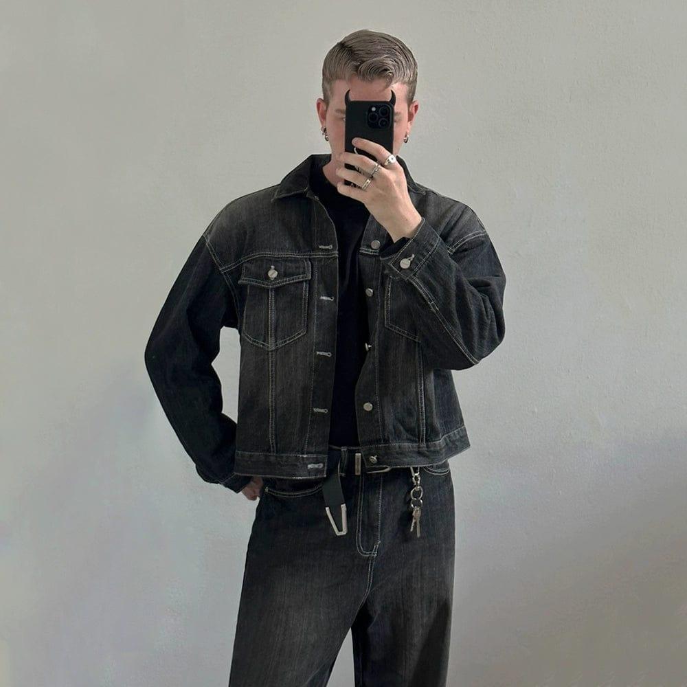 RT No. 11429 BLACK DENIM JK & BOTTOM JEANS Product Image