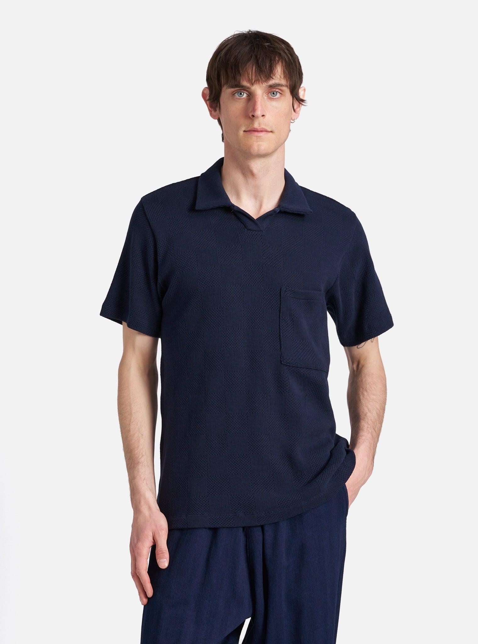 Bright Navy Fantasy Checkerboard Vacation Polo Product Image