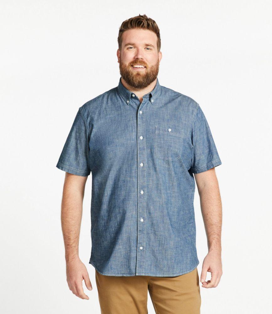
                            Men's Comfort Stretch® Chambray Shirt, Traditional Untucked Fit, Short-Sleeve
                         Product Image