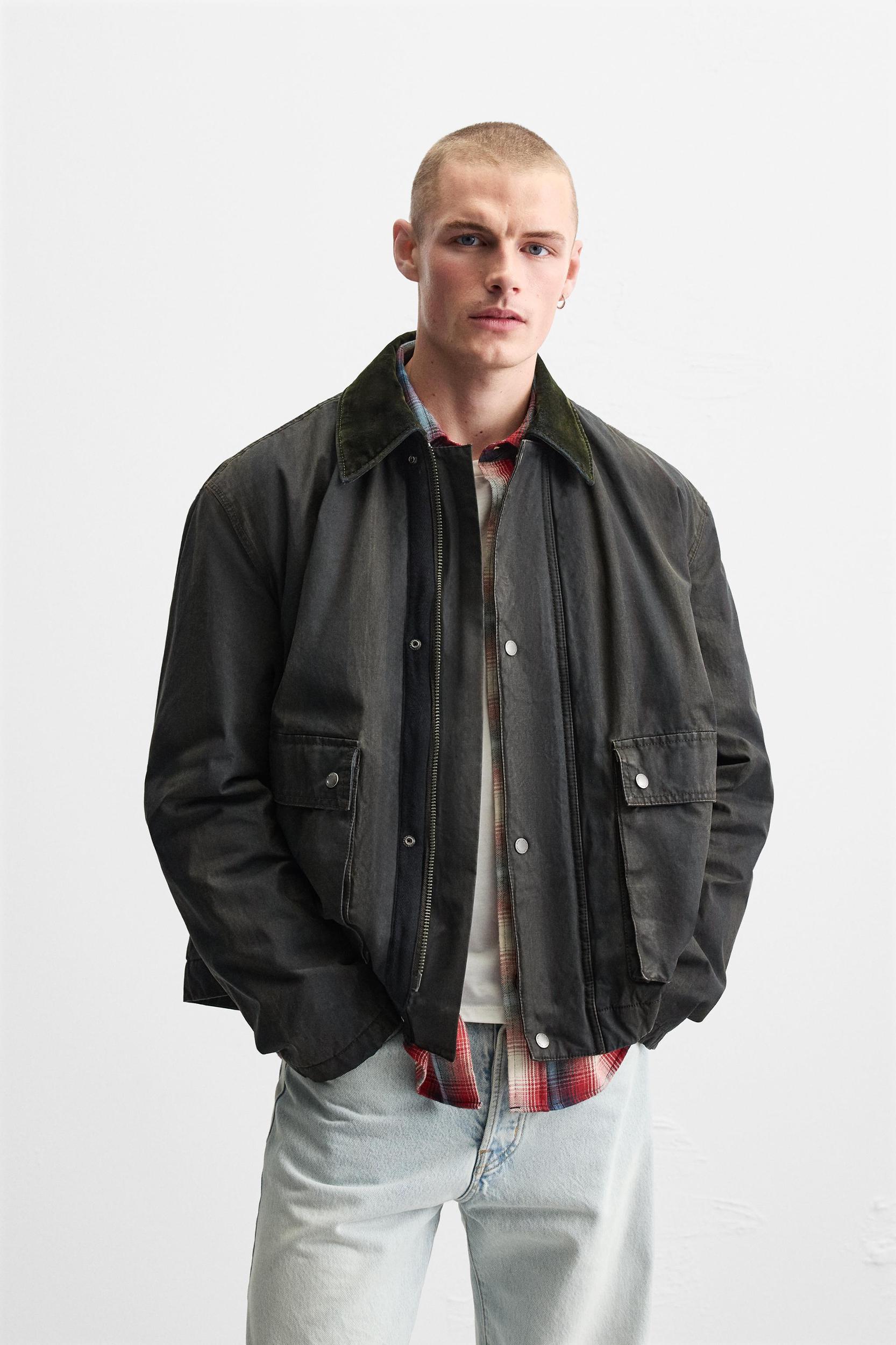 CONTRASTING COLLAR CHECKERED JACKET Product Image