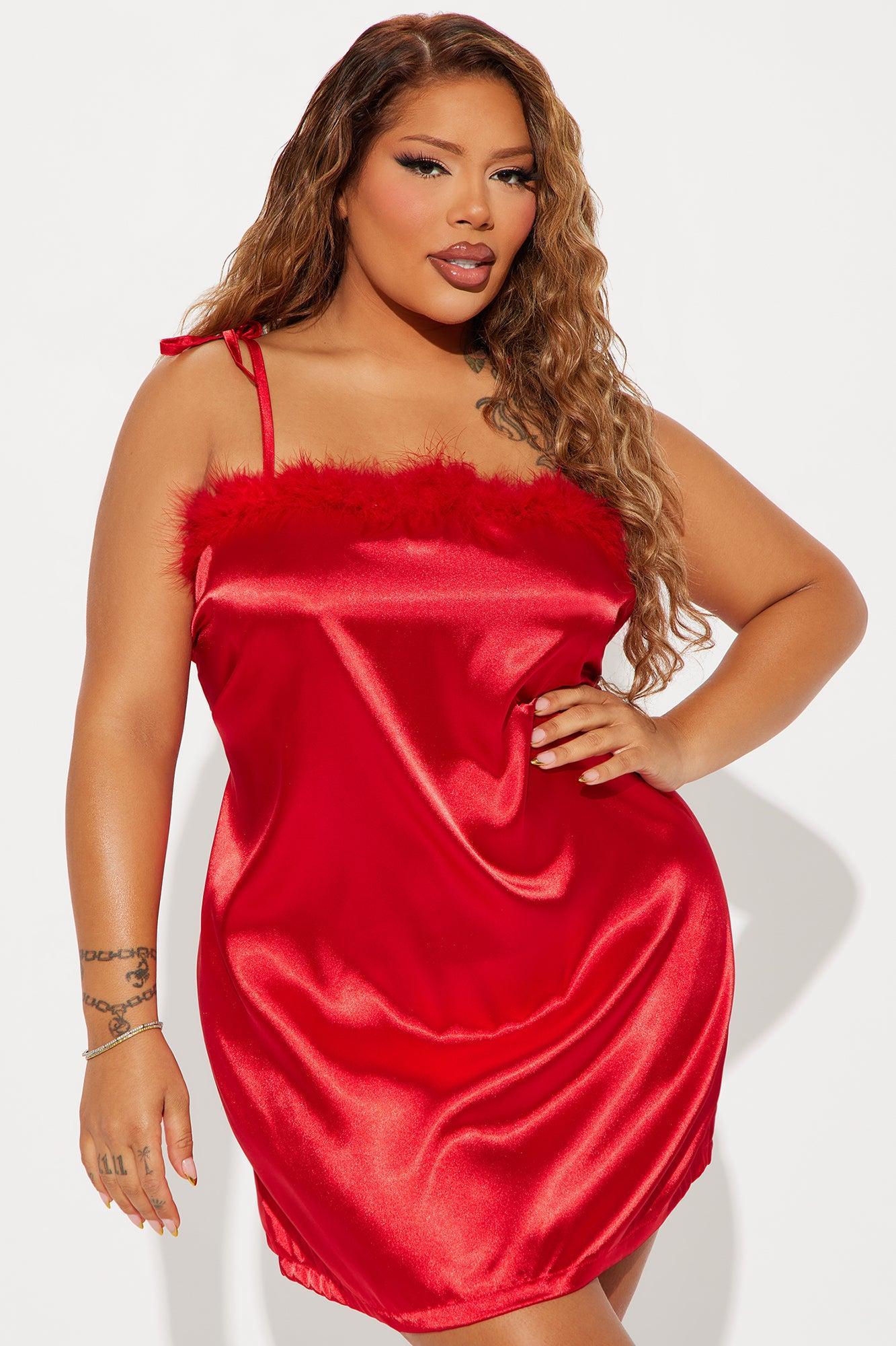 Sweet Dreams Satin Sleep Dress - Red Product Image