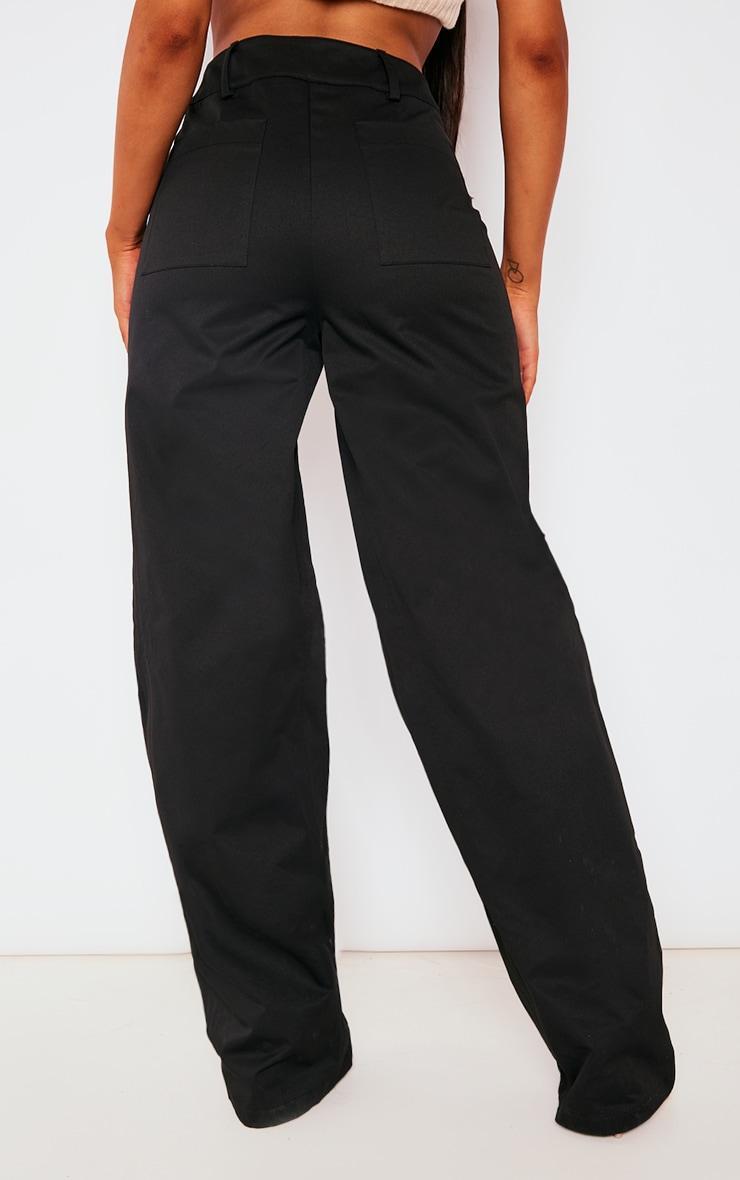 Black Twill Pocket Detail High Waist Cargo Pants Product Image