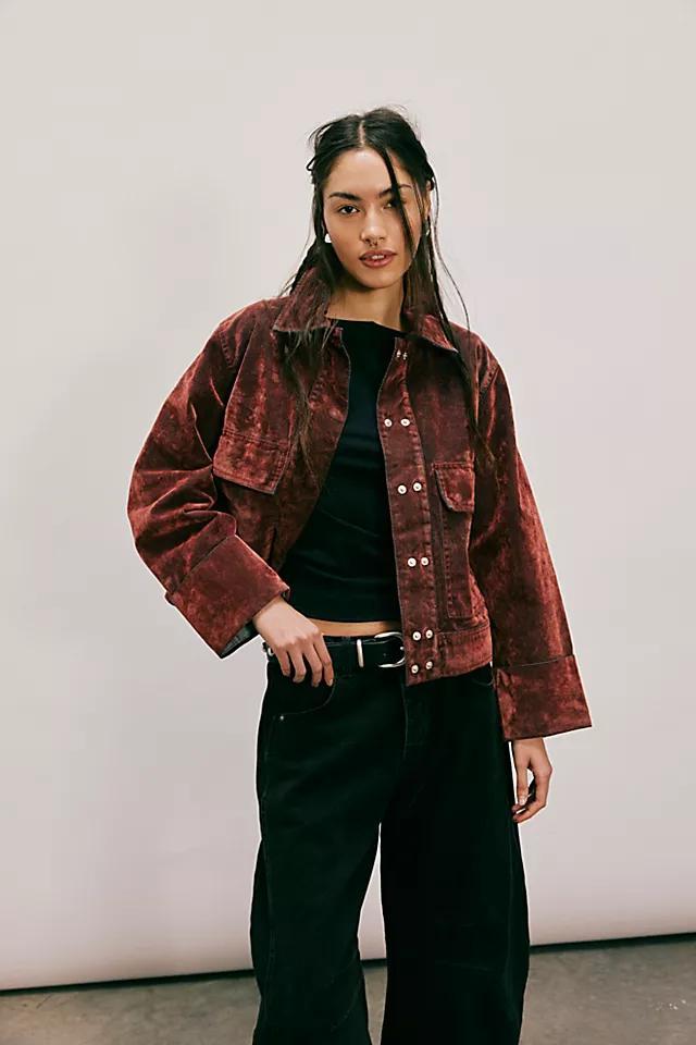 We The Free Suzy Flocked Denim Jacket Product Image