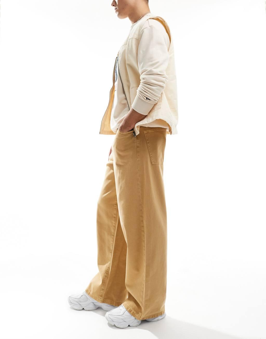 ASOS DESIGN super baggy jeans in beige Product Image