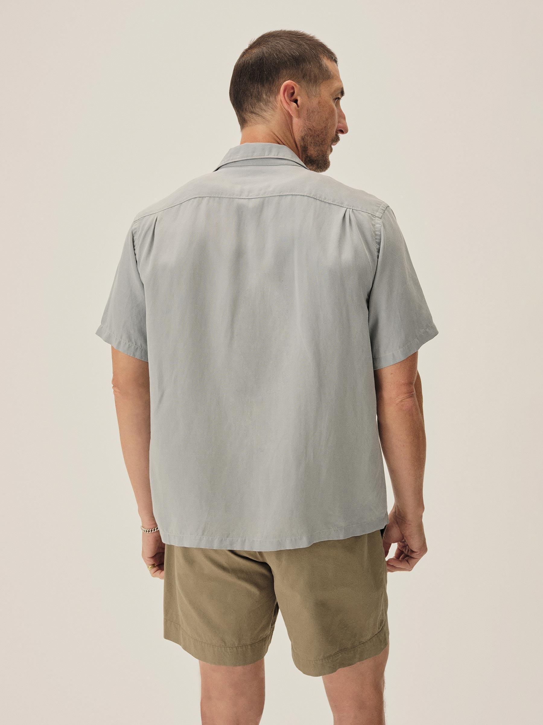 Blue Fescue Draped Linen Deuce Coupe Camp Shirt Product Image