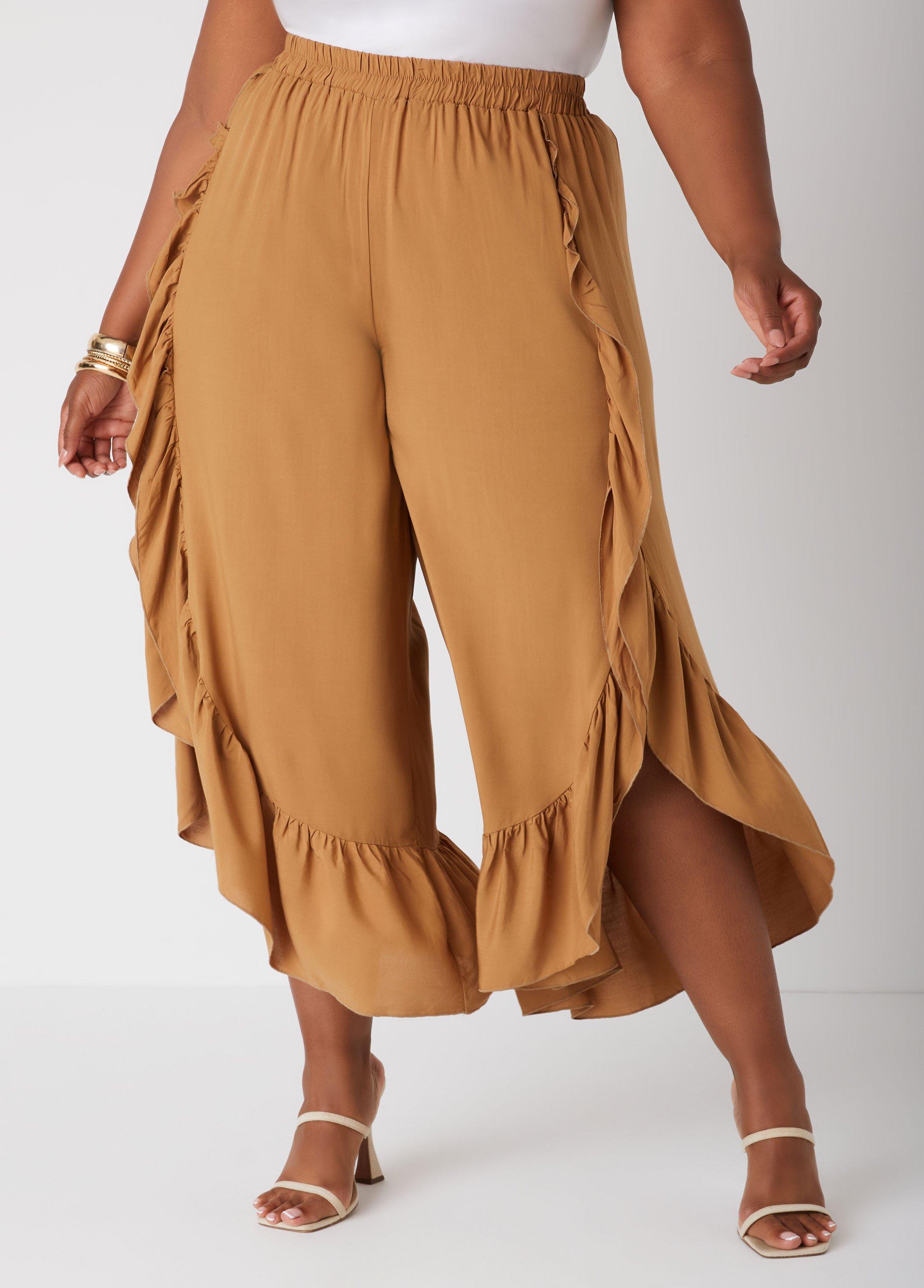 Ruffled Side Split Pants Product Image