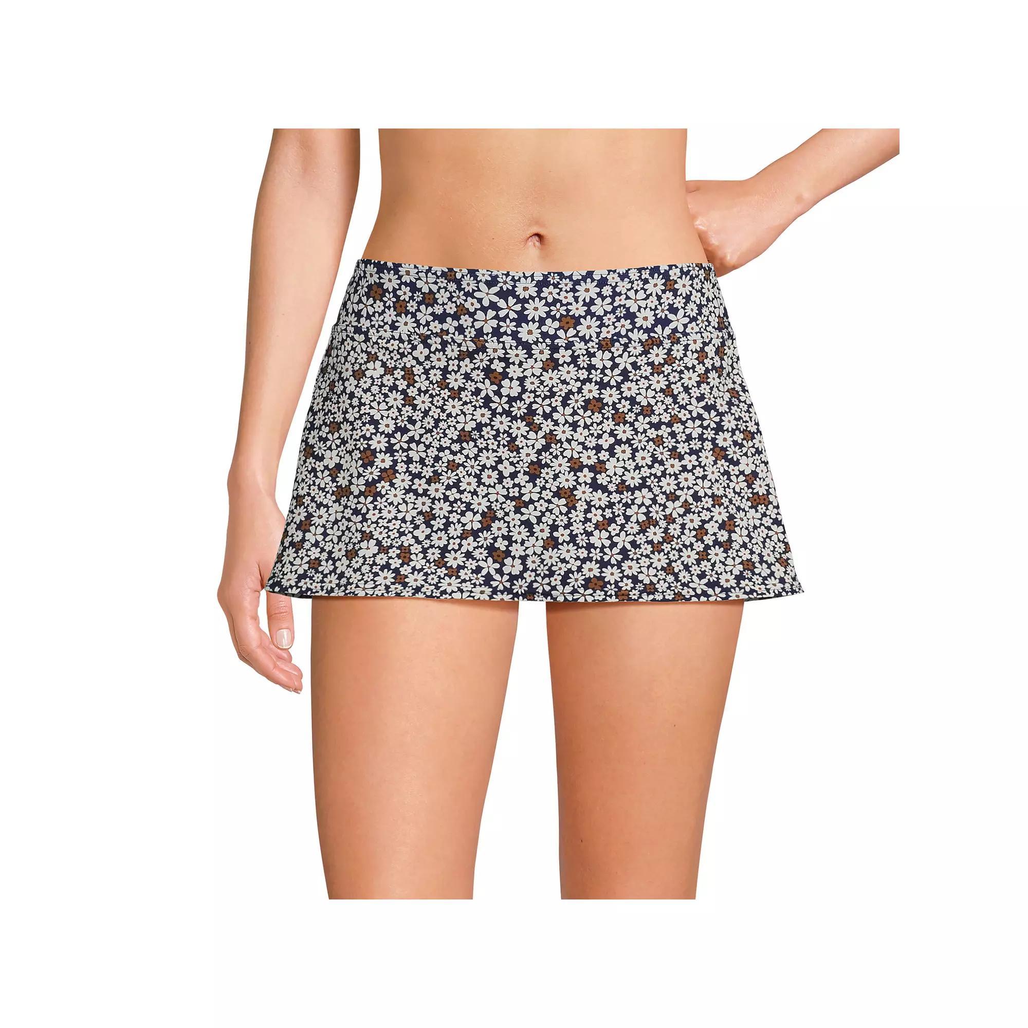 Women's Lands' End UPF 50 Mini Swim Skirt, Size: 4, Blue Ditsy Floral Product Image
