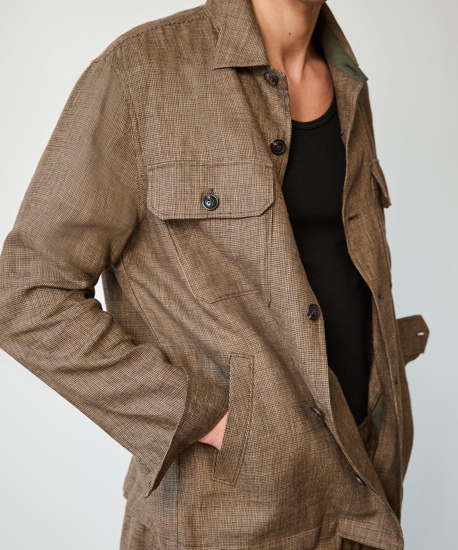 Textured Tailored Shirt Jacket in Brown Product Image