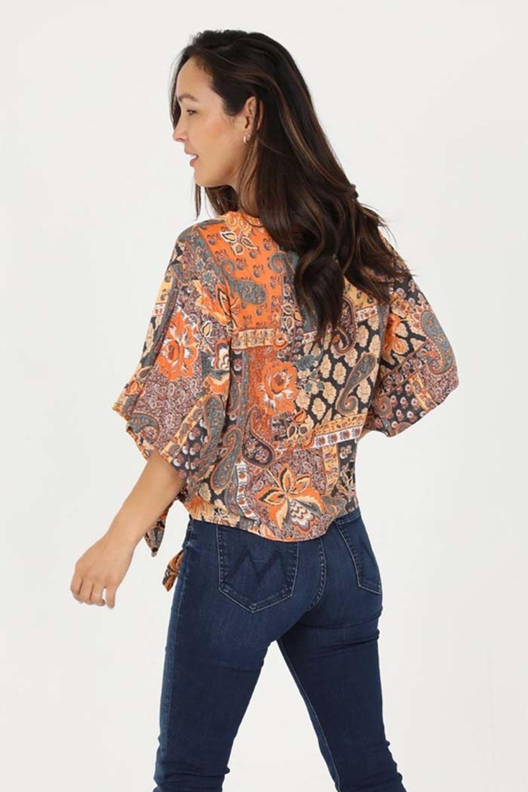 Kimono Sleeve Tie Waist Blouse Product Image