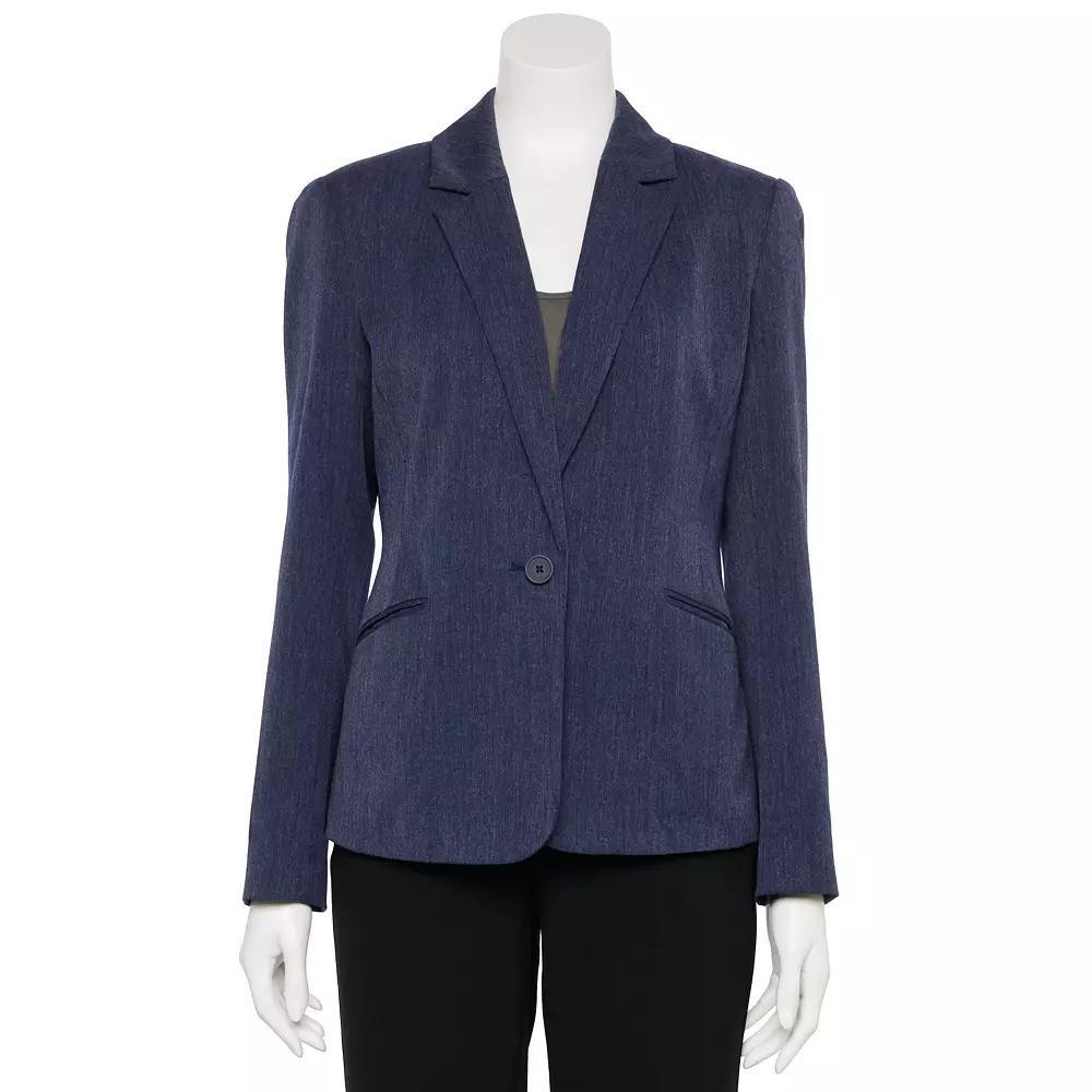 Womens Nine West Adaptive Classic Single Button Blazer Grey Navy Product Image
