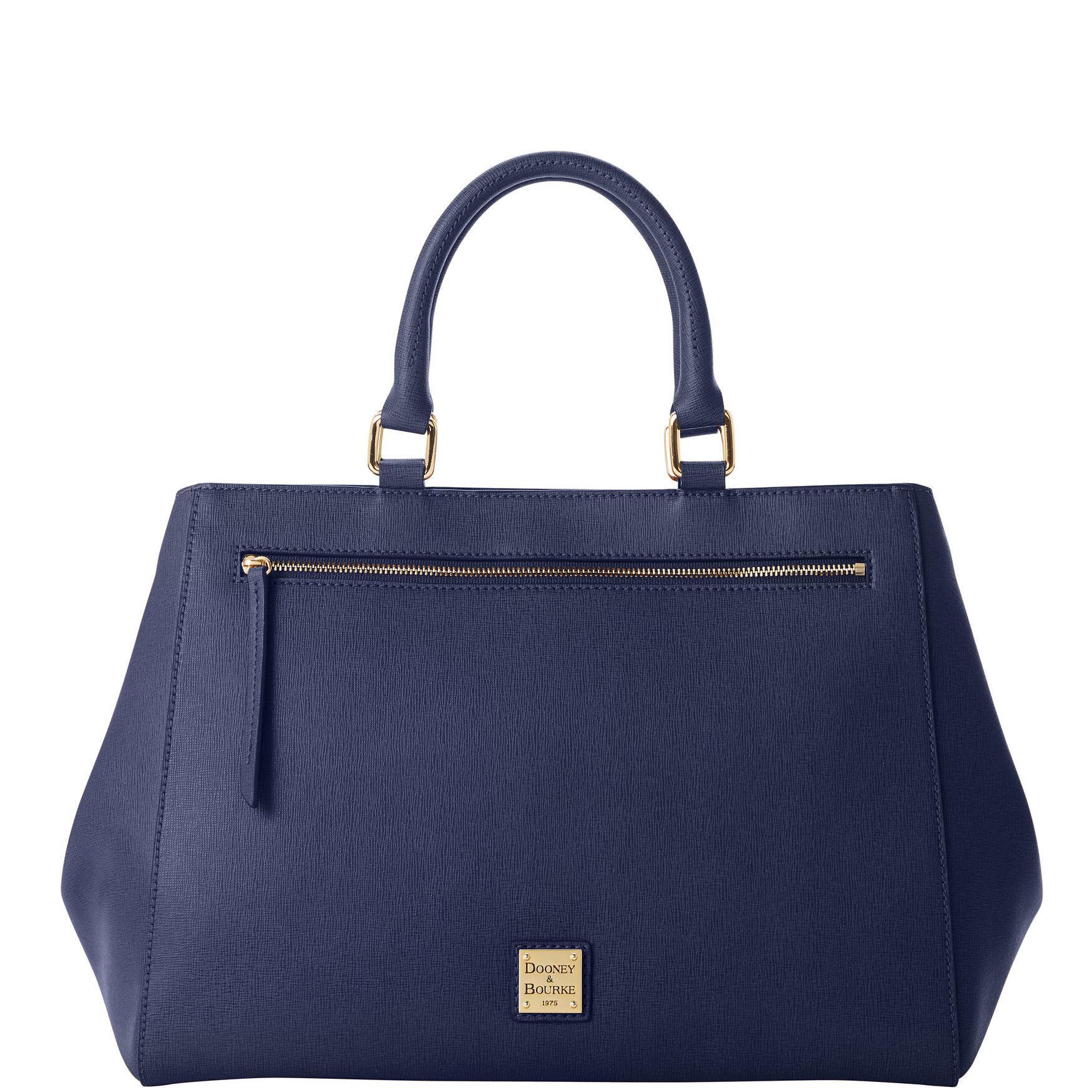 Dooney & Bourke Womens Saffiano Zip Leather Satchel Bag in Coral Product Image