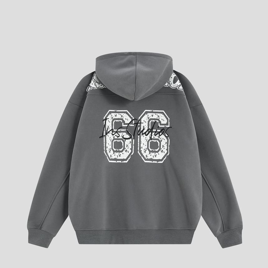 Numbering Loose Fit Zip-Up Hoodie Product Image