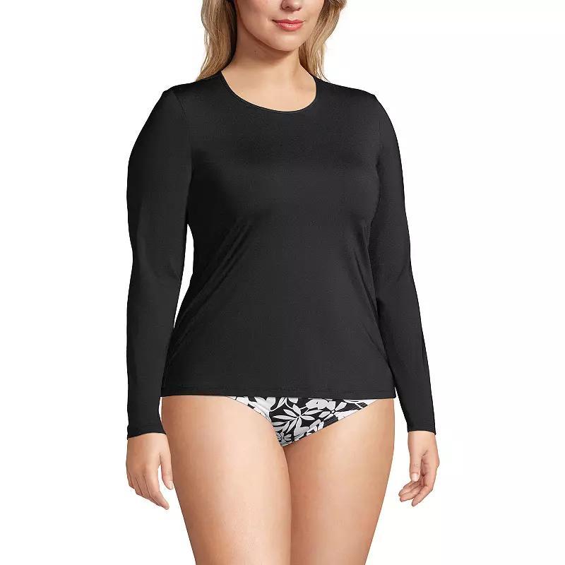 Plus Size Lands' End UPF 50 Long Sleeve Rash Guard, Women's, Size: 2XL, Black Product Image