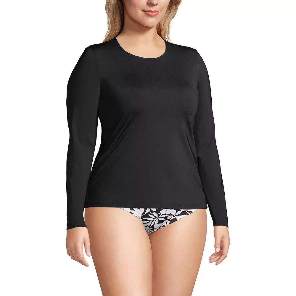 Plus Size Lands' End UPF 50 Long Sleeve Rash Guard, Women's, Size: 2XL, Black Product Image