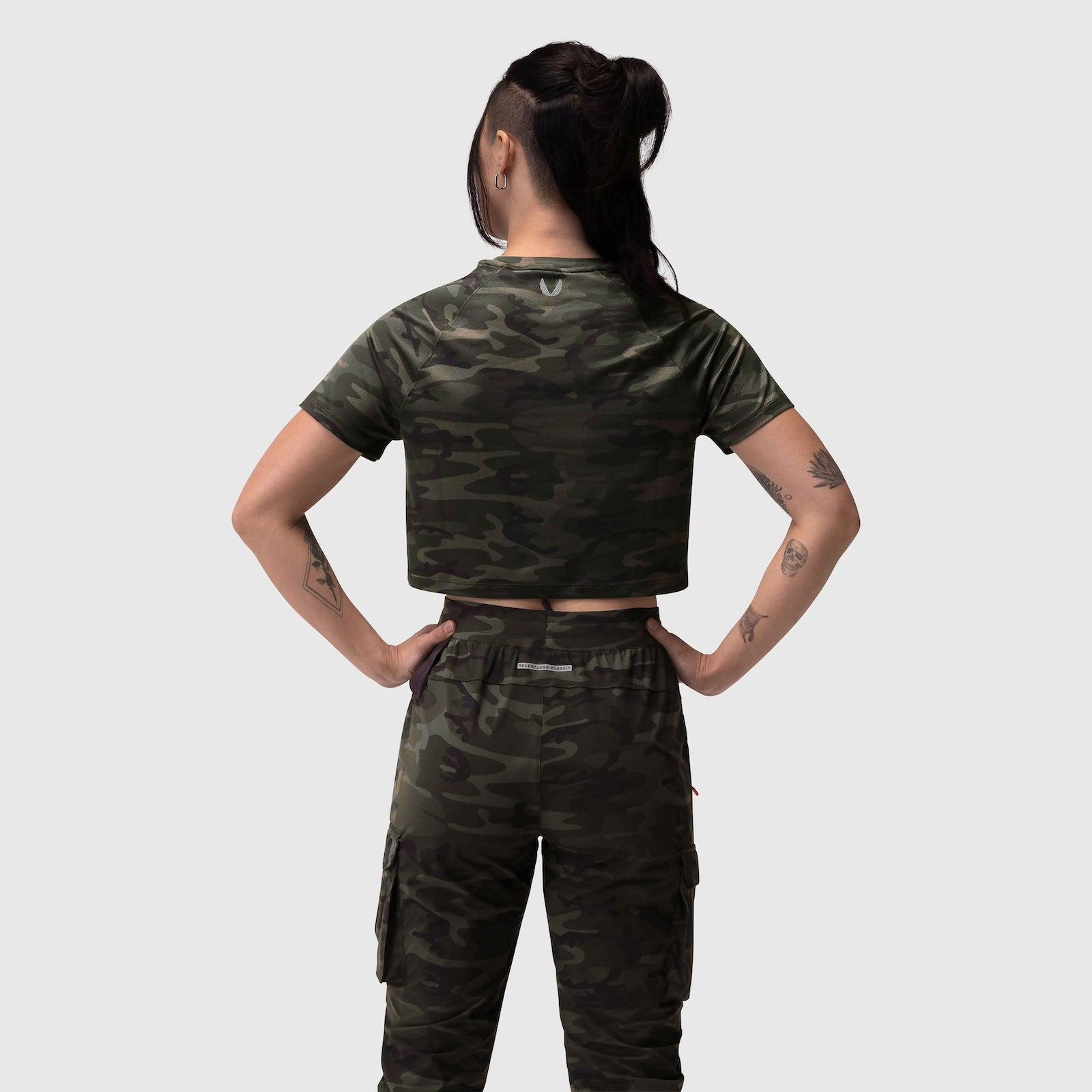 W018. AeroSilver® Cropped Tee - Dark Camo Product Image
