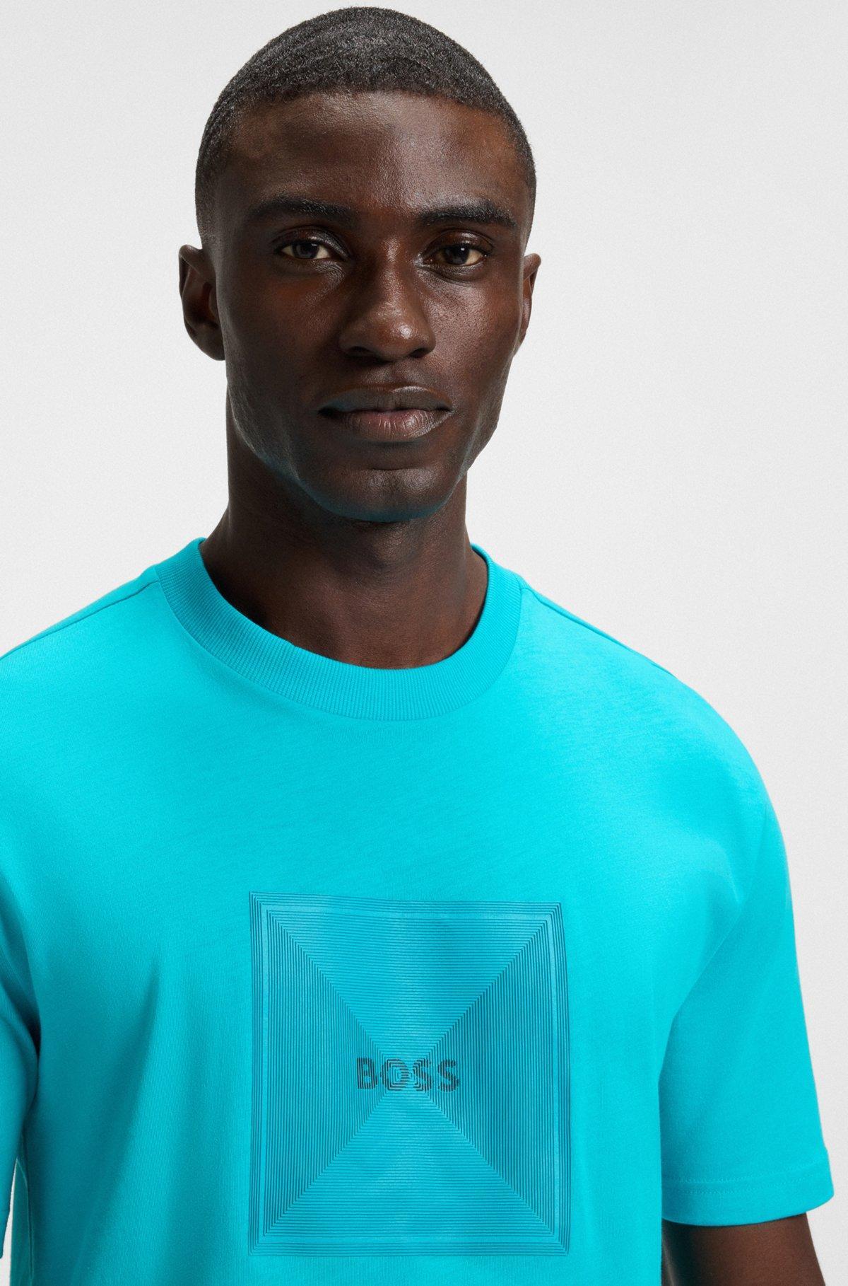 Cotton-jersey T-shirt with fineline logo artwork Product Image