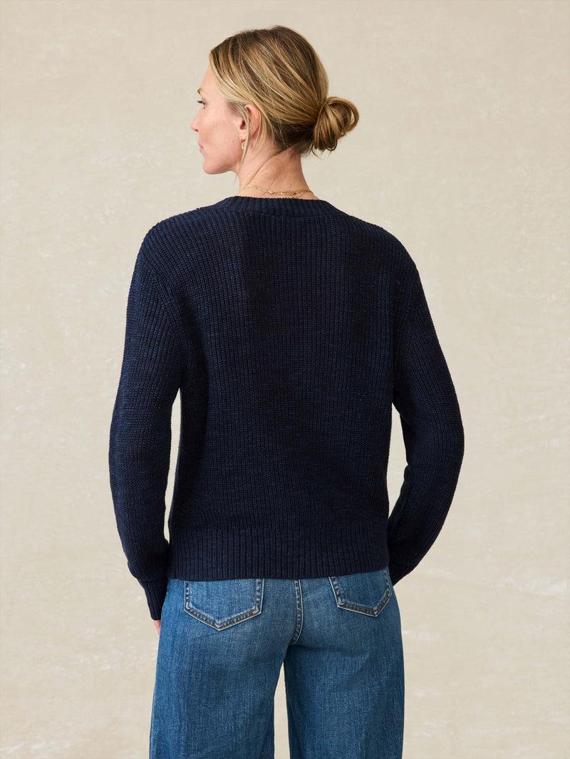Miramar Linen Cardigan - Navy Blazer Product Image